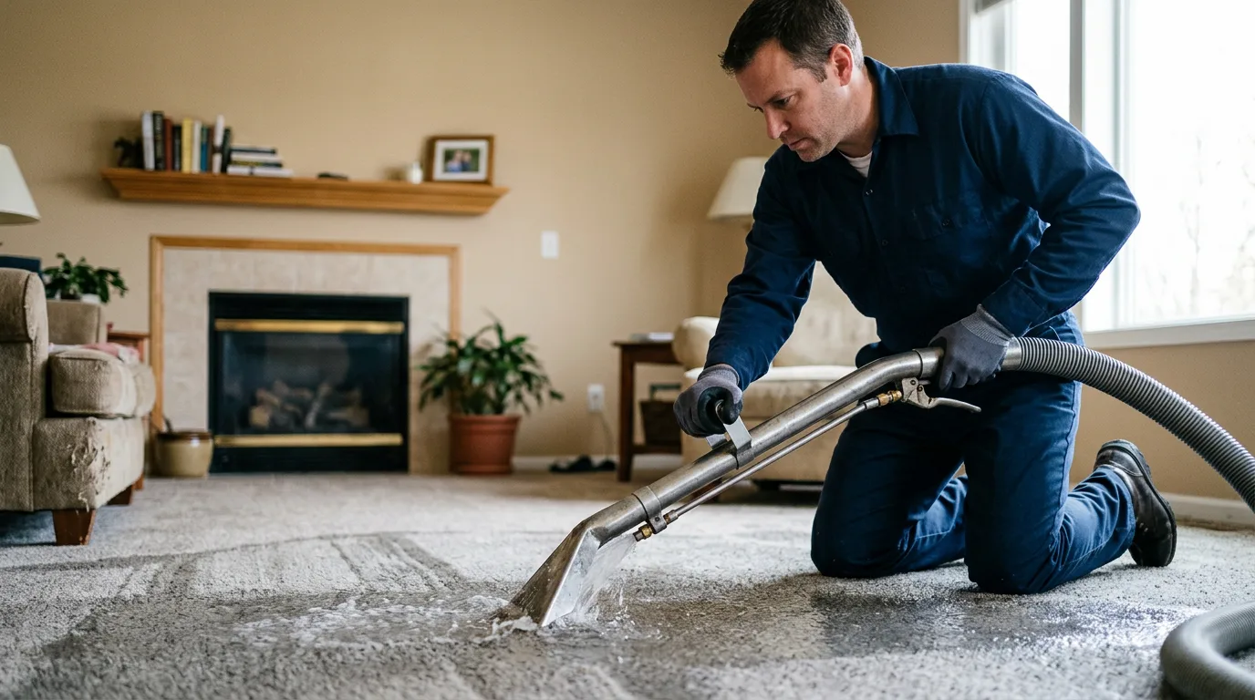 Water damage restoration technician working near Boggstown, IN